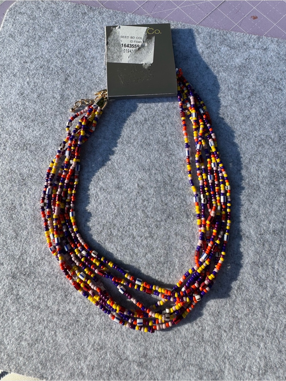 Style & Co Multi-Strand Seed Bead Necklace in Purple, Orange & Yellow